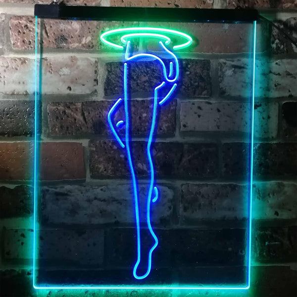 ADVPRO Sexy Leg Exotic Dancer Stripper Man Cave  Dual Color LED Neon Sign st6-i3129 - Green & Blue