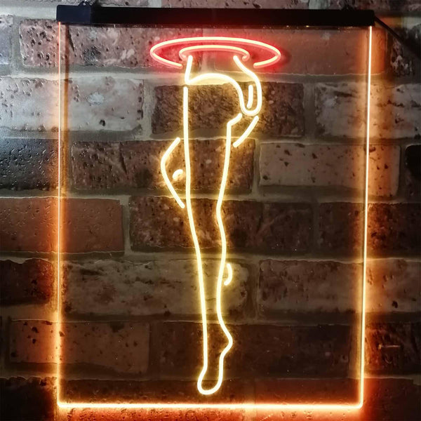 ADVPRO Sexy Leg Exotic Dancer Stripper Man Cave  Dual Color LED Neon Sign st6-i3129 - Red & Yellow