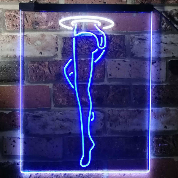 ADVPRO Sexy Leg Exotic Dancer Stripper Man Cave  Dual Color LED Neon Sign st6-i3129 - White & Blue