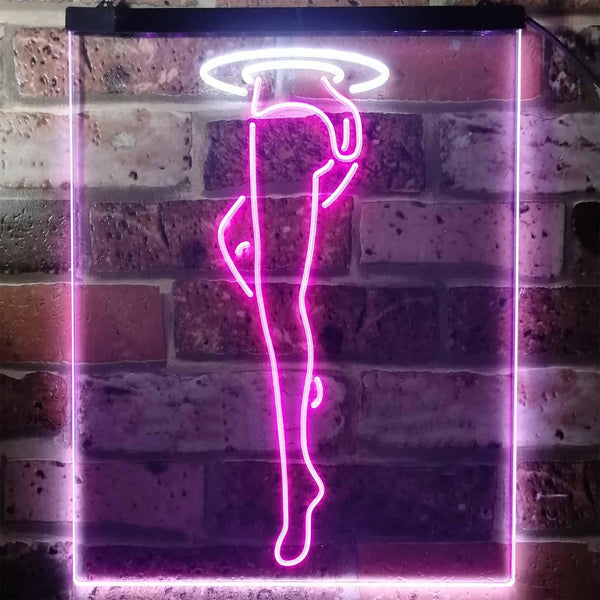 ADVPRO Sexy Leg Exotic Dancer Stripper Man Cave  Dual Color LED Neon Sign st6-i3129 - White & Purple