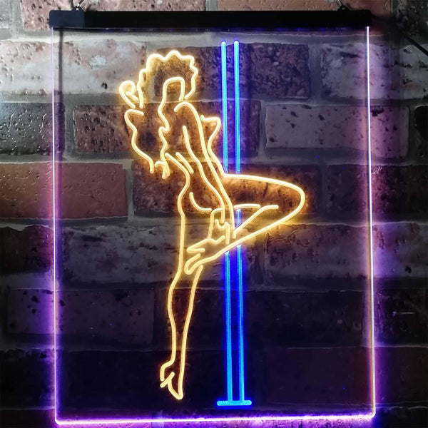 ADVPRO Exotic Dancer Stripper Single Mom  Dual Color LED Neon Sign st6-i3130 - Blue & Yellow