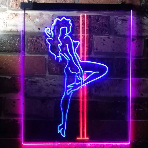 ADVPRO Exotic Dancer Stripper Single Mom  Dual Color LED Neon Sign st6-i3130 - Red & Blue