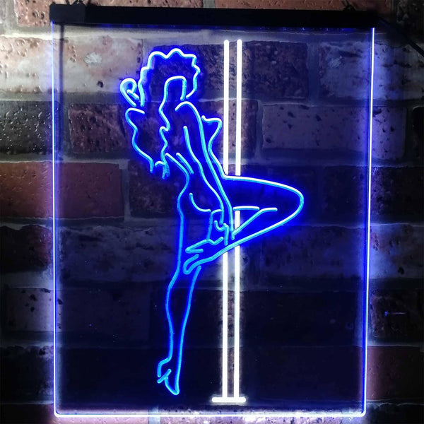ADVPRO Exotic Dancer Stripper Single Mom  Dual Color LED Neon Sign st6-i3130 - White & Blue