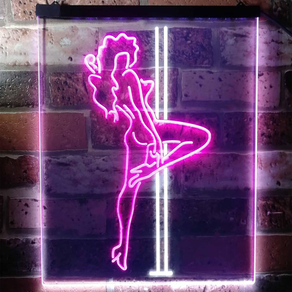 ADVPRO Exotic Dancer Stripper Single Mom  Dual Color LED Neon Sign st6-i3130 - White & Purple