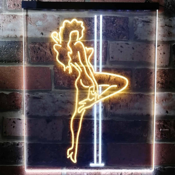 ADVPRO Exotic Dancer Stripper Single Mom  Dual Color LED Neon Sign st6-i3130 - White & Yellow