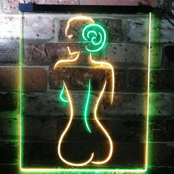 ADVPRO Lady Back Sexy Woman Man Cave  Dual Color LED Neon Sign st6-i3132 - Green & Yellow
