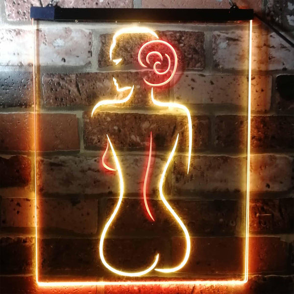 ADVPRO Lady Back Sexy Woman Man Cave  Dual Color LED Neon Sign st6-i3132 - Red & Yellow