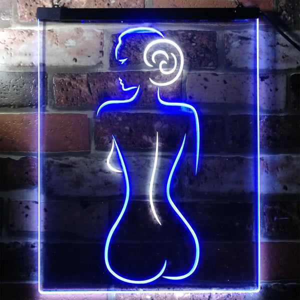 ADVPRO Lady Back Sexy Woman Man Cave  Dual Color LED Neon Sign st6-i3132 - White & Blue