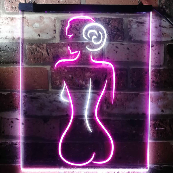 ADVPRO Lady Back Sexy Woman Man Cave  Dual Color LED Neon Sign st6-i3132 - White & Purple