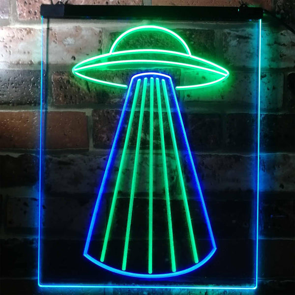 ADVPRO UFO Space Ship Star Shuttle Man Cave  Dual Color LED Neon Sign st6-i3134 - Green & Blue