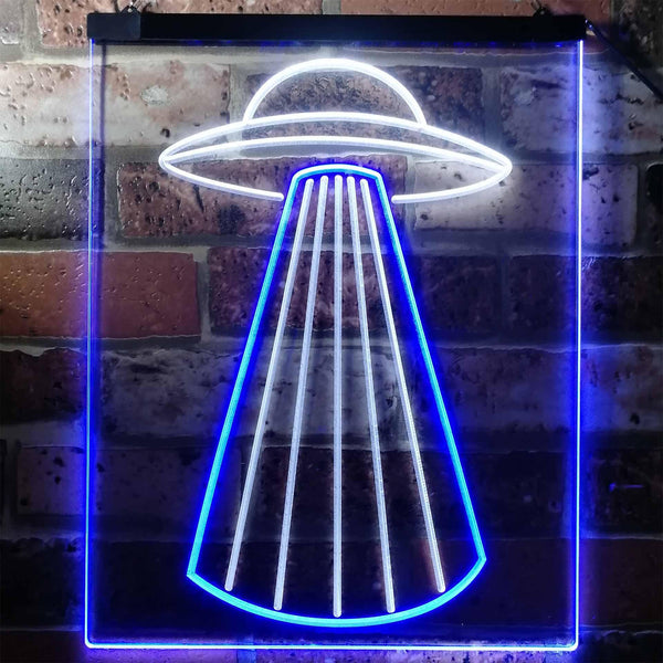 ADVPRO UFO Space Ship Star Shuttle Man Cave  Dual Color LED Neon Sign st6-i3134 - White & Blue