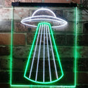 ADVPRO UFO Space Ship Star Shuttle Man Cave  Dual Color LED Neon Sign st6-i3134 - White & Green