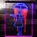 ADVPRO Girl with Umbrella Raining Inside Decoration  Dual Color LED Neon Sign st6-i3135 - Blue & Red