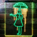 ADVPRO Girl with Umbrella Raining Inside Decoration  Dual Color LED Neon Sign st6-i3135 - Green & Yellow