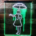 ADVPRO Girl with Umbrella Raining Inside Decoration  Dual Color LED Neon Sign st6-i3135 - White & Green
