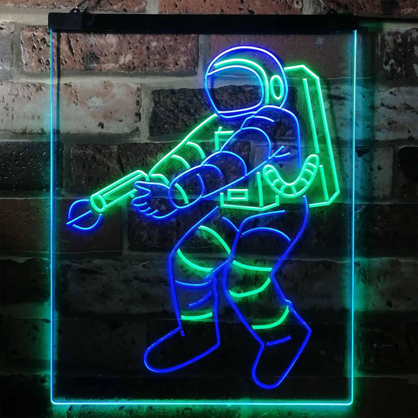ADVPRO Astronaut Space Rocket Shuttle Kid Room  Dual Color LED Neon Sign st6-i3136 - Green & Blue