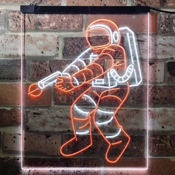 ADVPRO Astronaut Space Rocket Shuttle Kid Room  Dual Color LED Neon Sign st6-i3136 - White & Orange