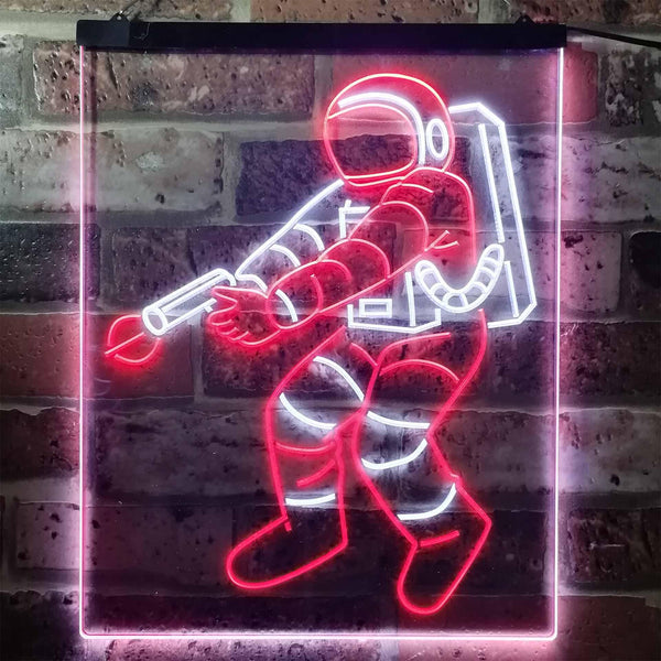 ADVPRO Astronaut Space Rocket Shuttle Kid Room  Dual Color LED Neon Sign st6-i3136 - White & Red