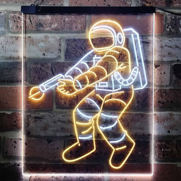 ADVPRO Astronaut Space Rocket Shuttle Kid Room  Dual Color LED Neon Sign st6-i3136 - White & Yellow