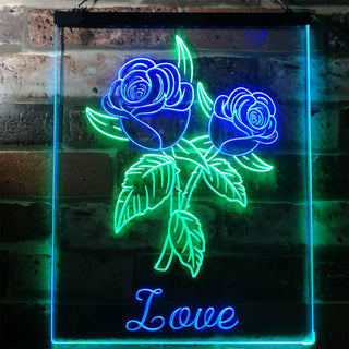 ADVPRO Rose Love Home Decoration Night Light  Dual Color LED Neon Sign st6-i3137 - Green & Blue
