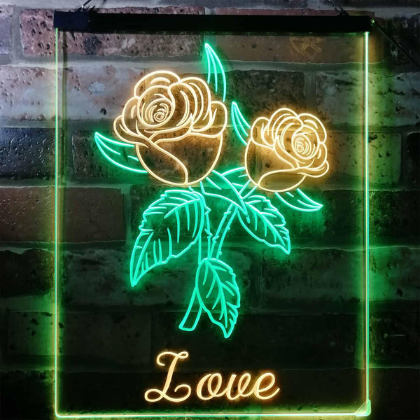 ADVPRO Rose Love Home Decoration Night Light  Dual Color LED Neon Sign st6-i3137 - Green & Yellow
