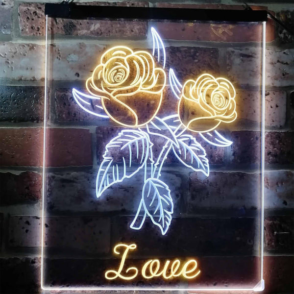 ADVPRO Rose Love Home Decoration Night Light  Dual Color LED Neon Sign st6-i3137 - White & Yellow