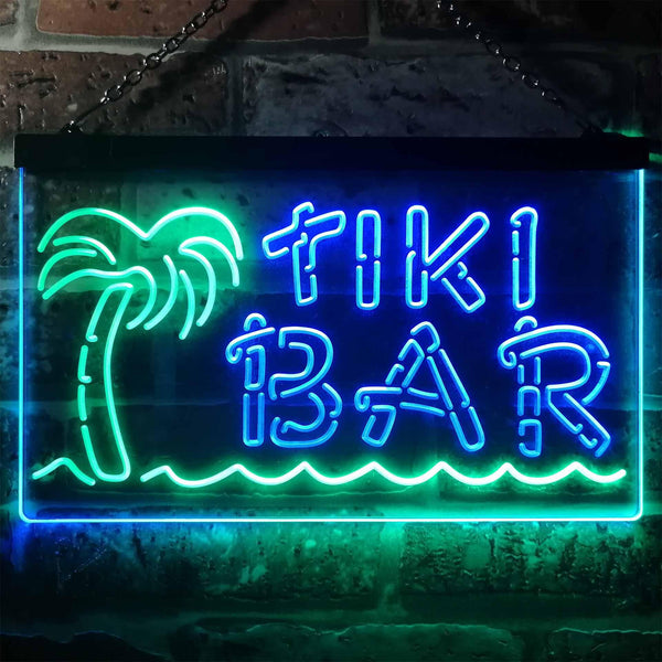 ADVPRO Tiki Bar Palm Tree Dual Color LED Neon Sign st6-i3138 - Green & Blue