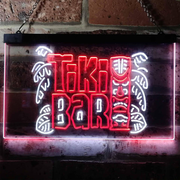 ADVPRO Tiki Bar Mask Beer Pub Club Wine Dual Color LED Neon Sign st6-i3139 - White & Red