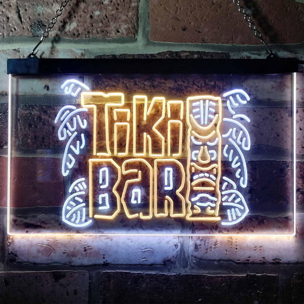 ADVPRO Tiki Bar Mask Beer Pub Club Wine Dual Color LED Neon Sign st6-i3139 - White & Yellow