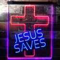 ADVPRO Jesus Saves Cross Home Decoration Night Light  Dual Color LED Neon Sign st6-i3140 - Blue & Red