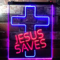 ADVPRO Jesus Saves Cross Home Decoration Night Light  Dual Color LED Neon Sign st6-i3140 - Red & Blue