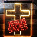 ADVPRO Jesus Saves Cross Home Decoration Night Light  Dual Color LED Neon Sign st6-i3140 - Red & Yellow