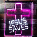 ADVPRO Jesus Saves Cross Home Decoration Night Light  Dual Color LED Neon Sign st6-i3140 - White & Purple