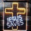 ADVPRO Jesus Saves Cross Home Decoration Night Light  Dual Color LED Neon Sign st6-i3140 - White & Yellow