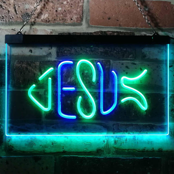 ADVPRO Jesus Fish Ichthys Room Home Decoration Dual Color LED Neon Sign st6-i3141 - Green & Blue