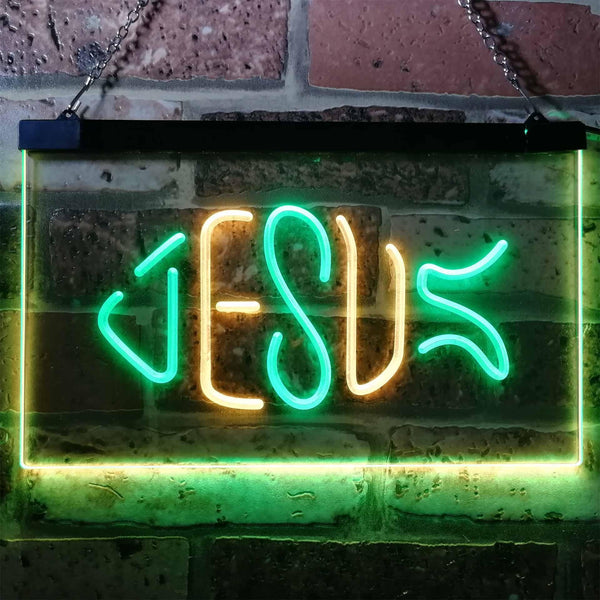 ADVPRO Jesus Fish Ichthys Room Home Decoration Dual Color LED Neon Sign st6-i3141 - Green & Yellow