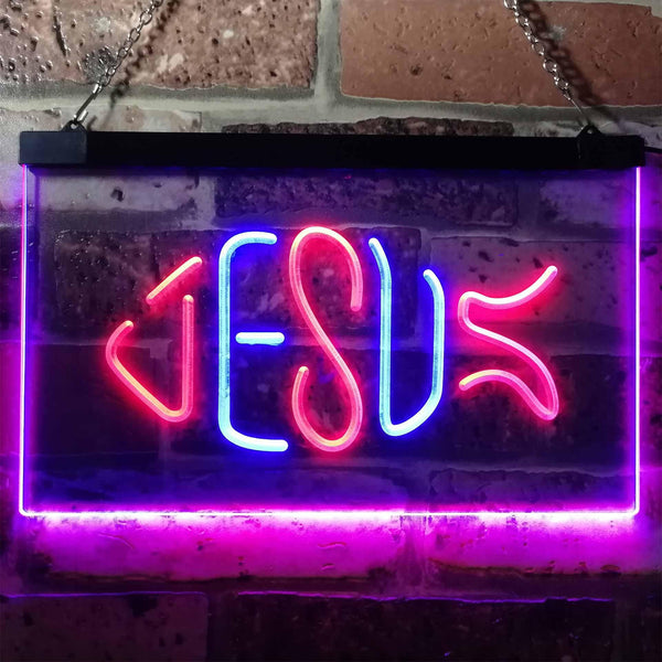 ADVPRO Jesus Fish Ichthys Room Home Decoration Dual Color LED Neon Sign st6-i3141 - Red & Blue