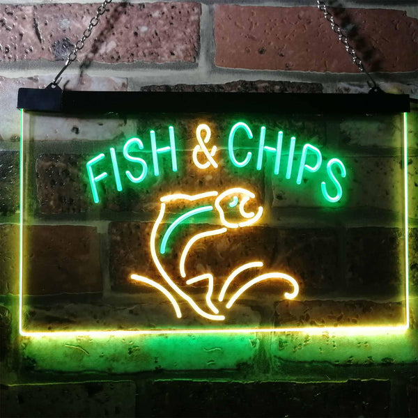 ADVPRO Fish & Chips Fast Food Restaurant Dual Color LED Neon Sign st6-i3142 - Green & Yellow