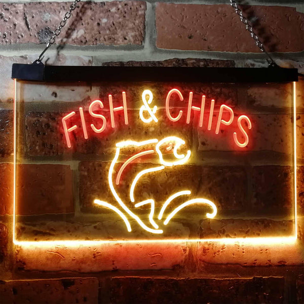 ADVPRO Fish & Chips Fast Food Restaurant Dual Color LED Neon Sign st6-i3142 - Red & Yellow
