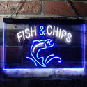 ADVPRO Fish & Chips Fast Food Restaurant Dual Color LED Neon Sign st6-i3142 - White & Blue