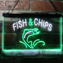 ADVPRO Fish & Chips Fast Food Restaurant Dual Color LED Neon Sign st6-i3142 - White & Green