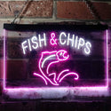 ADVPRO Fish & Chips Fast Food Restaurant Dual Color LED Neon Sign st6-i3142 - White & Purple