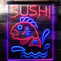 ADVPRO Sushi Fish Shop Restaurant Japanese Food  Dual Color LED Neon Sign st6-i3143 - Blue & Red