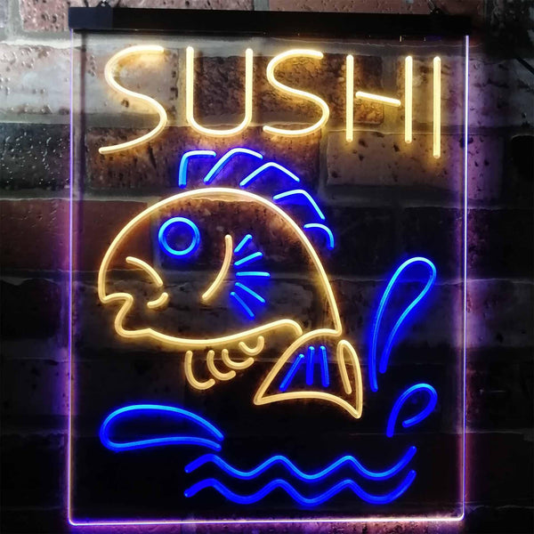 ADVPRO Sushi Fish Shop Restaurant Japanese Food  Dual Color LED Neon Sign st6-i3143 - Blue & Yellow