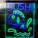 ADVPRO Sushi Fish Shop Restaurant Japanese Food  Dual Color LED Neon Sign st6-i3143 - Green & Blue
