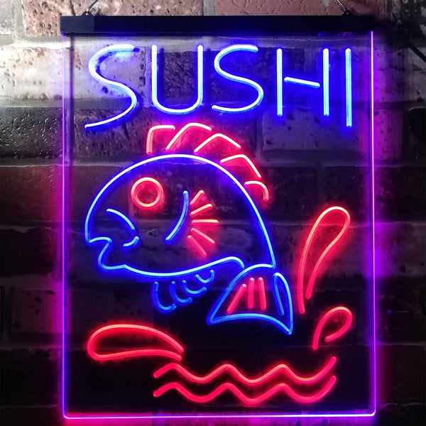 ADVPRO Sushi Fish Shop Restaurant Japanese Food  Dual Color LED Neon Sign st6-i3143 - Red & Blue