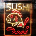 ADVPRO Sushi Fish Shop Restaurant Japanese Food  Dual Color LED Neon Sign st6-i3143 - Red & Yellow
