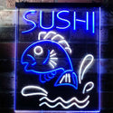 ADVPRO Sushi Fish Shop Restaurant Japanese Food  Dual Color LED Neon Sign st6-i3143 - White & Blue