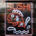 ADVPRO Sushi Fish Shop Restaurant Japanese Food  Dual Color LED Neon Sign st6-i3143 - White & Orange