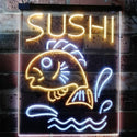 ADVPRO Sushi Fish Shop Restaurant Japanese Food  Dual Color LED Neon Sign st6-i3143 - White & Yellow